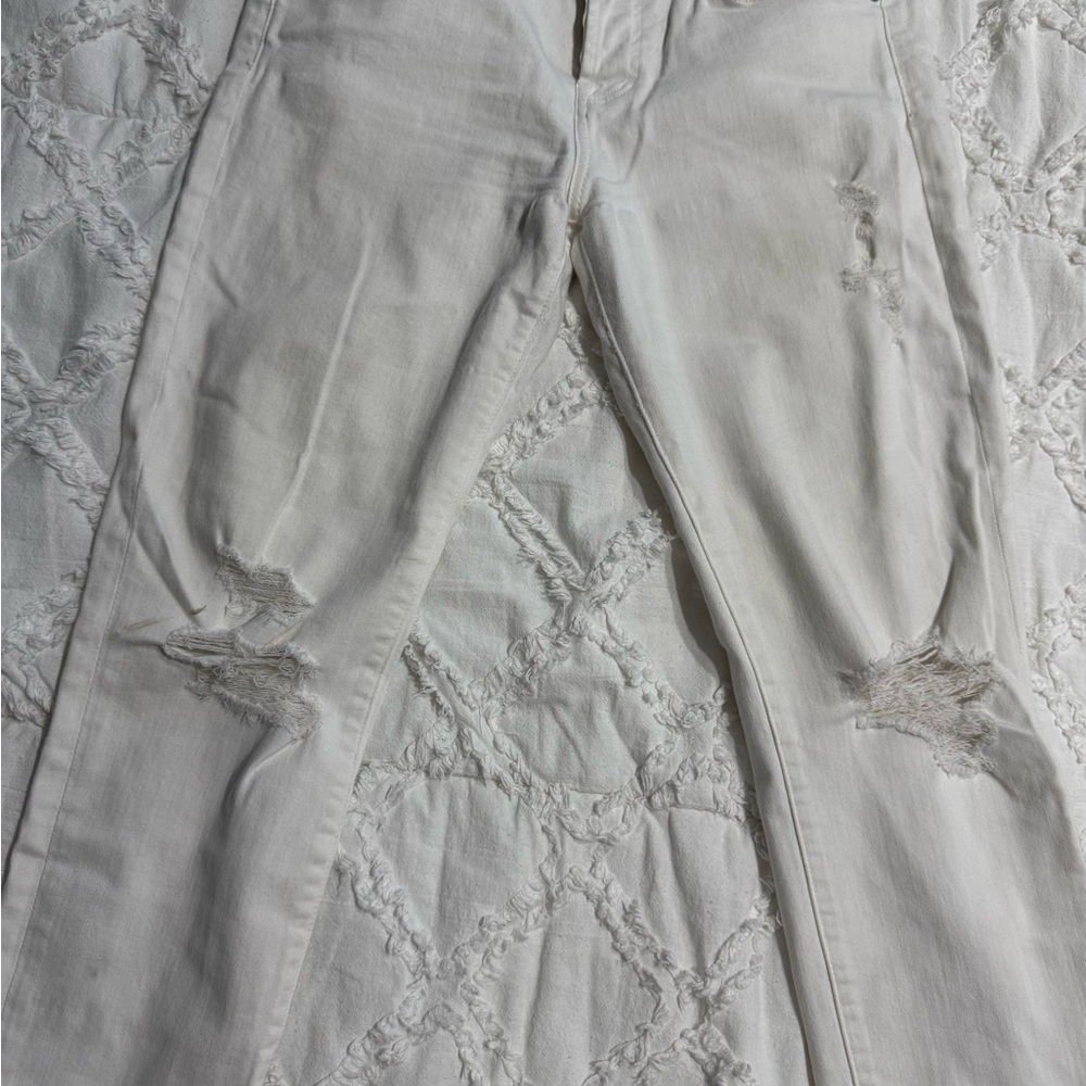 7 For All Mankind White Josefina Distressed Denim
